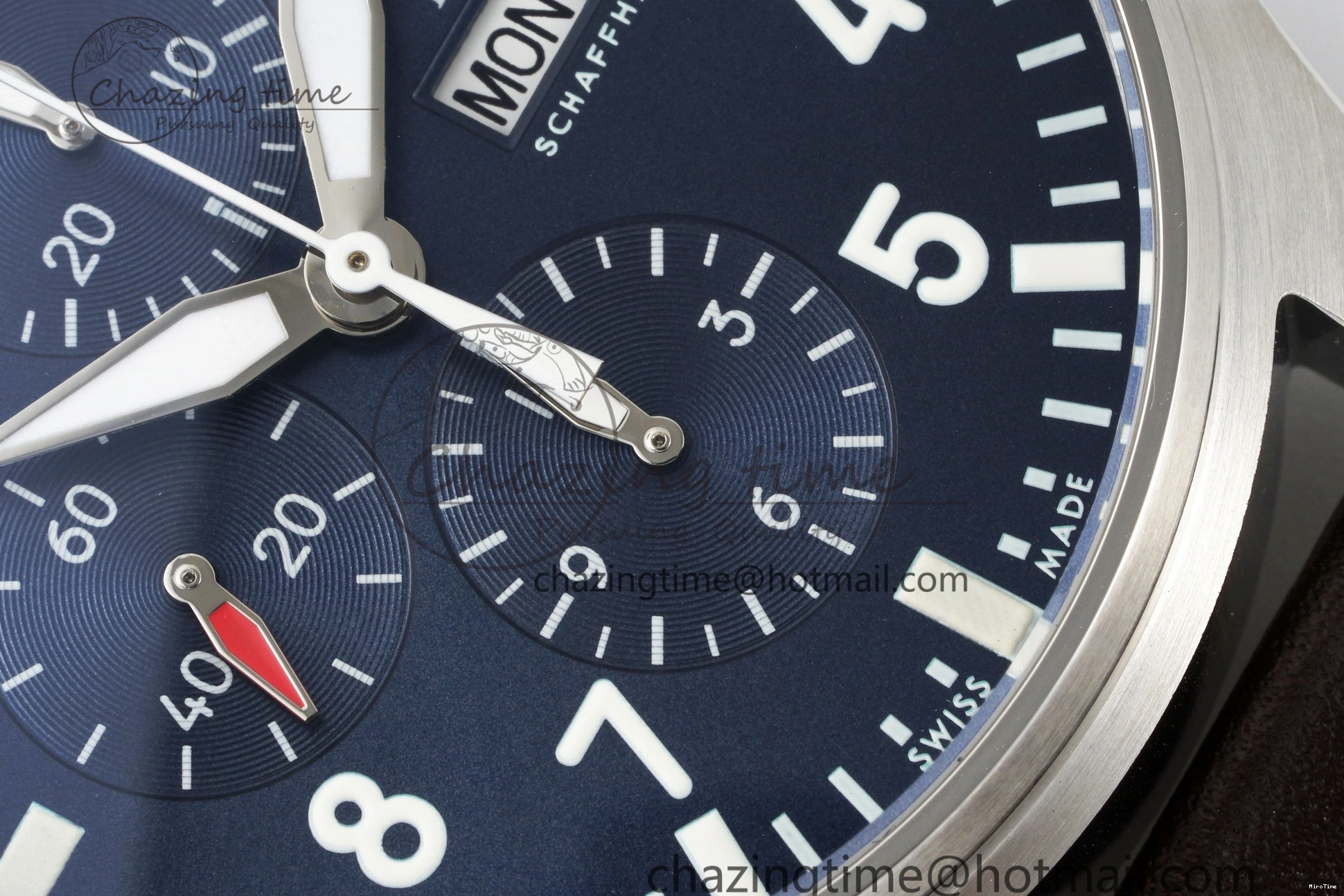 MIROTIME 0520 Pilot Chrono SS AZF 1:1 Best Edition Blue Dial on Brown Leather Strap A TimelessDesign 7060
